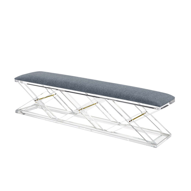 Asher Polyester Upholstered Bench, Azure