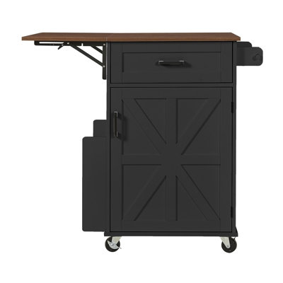 39.3" Farmhouse Kitchen Island with Drop Leaf