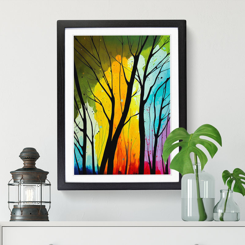 Spring Forest Splatter Vol.2 - Single Picture Frame Painting, 64cm H x 46cm W x 2cm D, Black