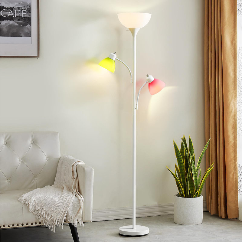 Mapleview 72'' Black Tree Floor Lamp, White, White/Red/Yellow