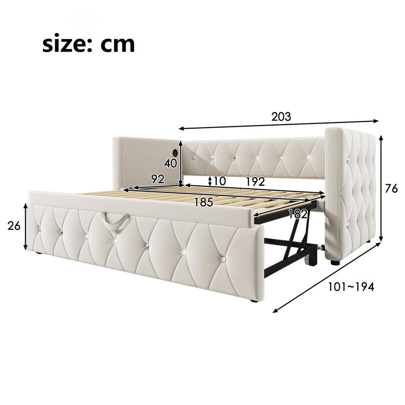 Bia Upholstered Bed, Beige