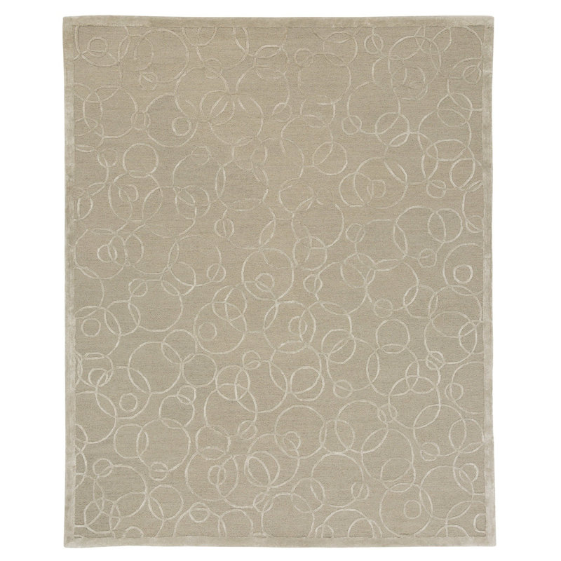 Rectangle Ringlets Geometric Handmade Tufted Hand-Tufted Bamboo Slat/Seagrass Area Rug in Beige/Neutral, Rectangle 12' x 16'