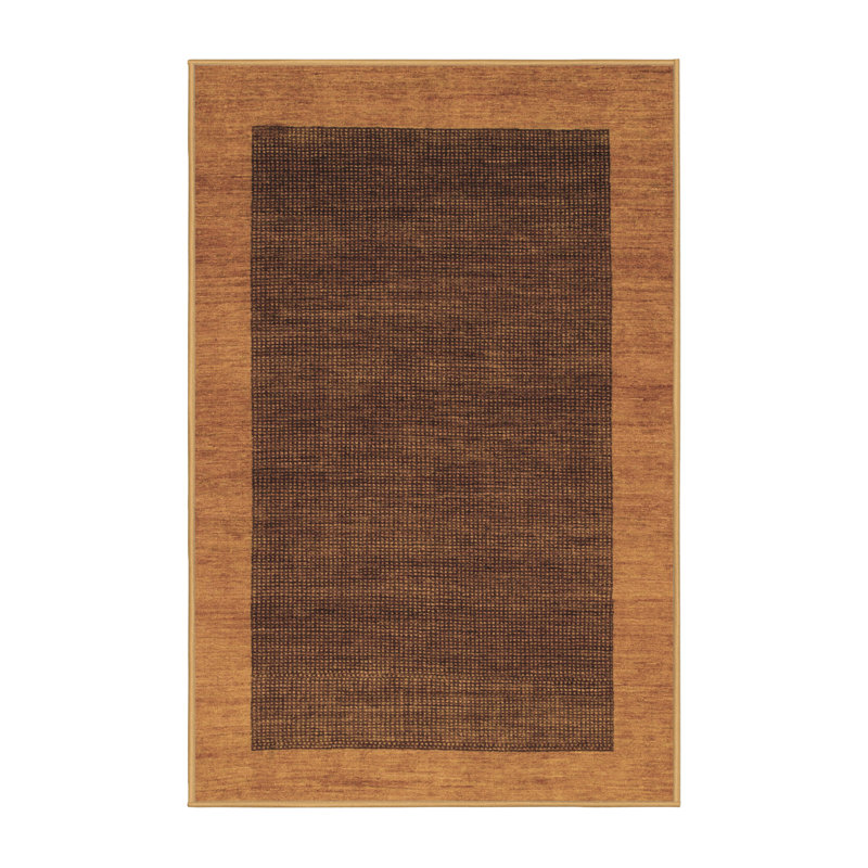 Tapis de couleur unie en laine / polyester tissé à la machine Elveria, Rectangle 5 pi x 8 pi