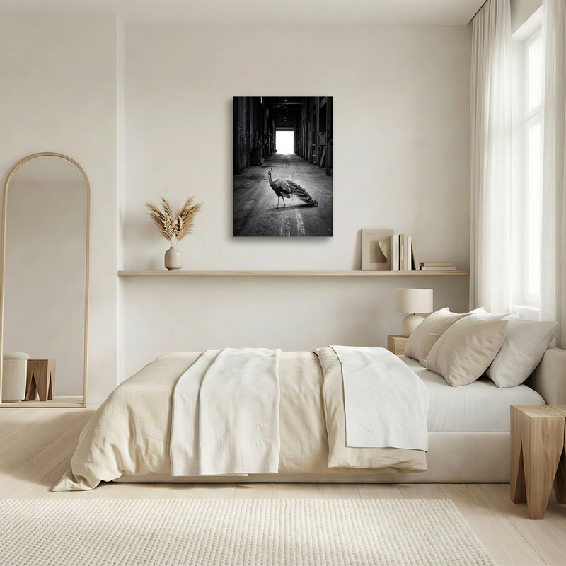 Art mural sur toile noir et blanc avec entrepôt industriel, H 24 po x l 36 po