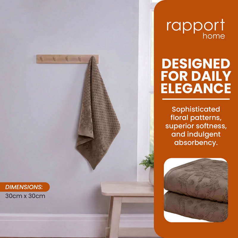 Dempsey 100% Cotton Hand Towel, Brown