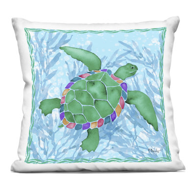 Radiant Sealife Turtle Decorative Printed Throw Pillow design by Paul Brent