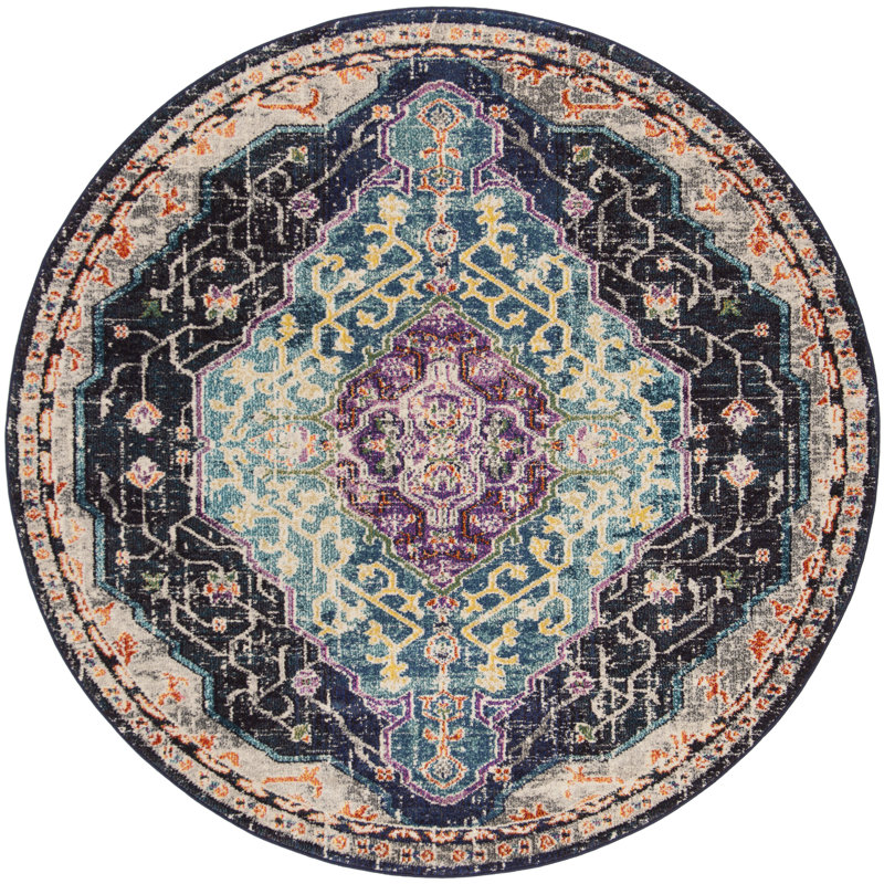 Monaco Performance Oriental Rug, Round 6'7"