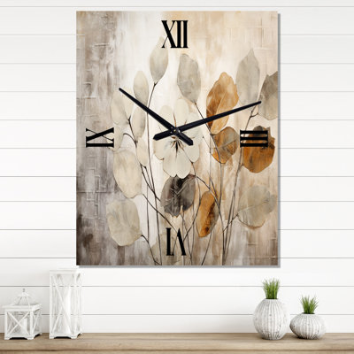 Horloge murale beige Botanical Impressions III - Abstract Botanicals