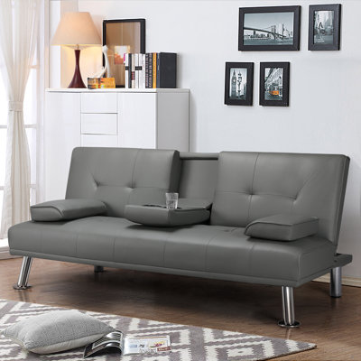 Azaley Full / Double 66'' Faux Leather Convertible Sofa
