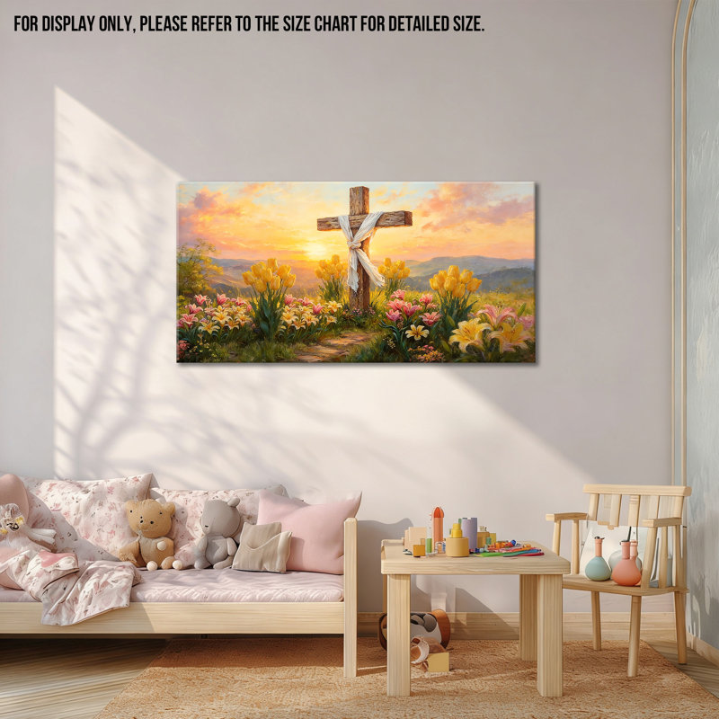 Pâques de Pâques, art mural sur toile, affiche de confession chrétienne, impression de toile de paysage de fleur de printemps, prêt à accrocher la photo d'art de résurgence pour la décoration de salon de chambre à coucher à la maison, 20 po x 40 po