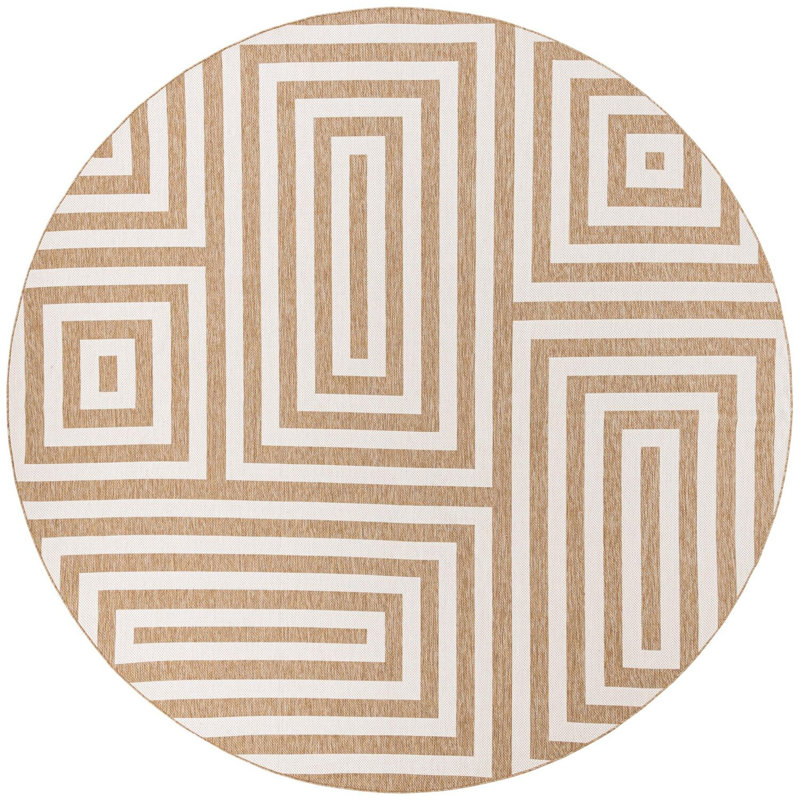 Tapis contemporain de style taupe Bello, Rond 13 pi 1 po