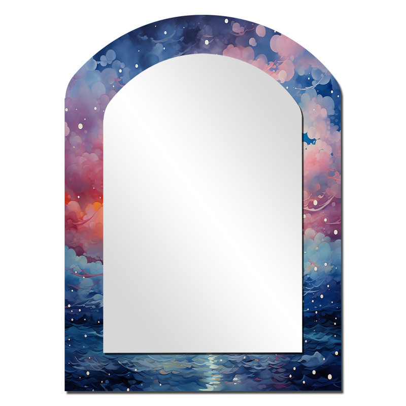 Colorful Sky Photo Ethereal Illusion I - Sky Asymmetrical Decorative Mirror, Traditional Arch Large Wall Mirror, Printed Metal Art