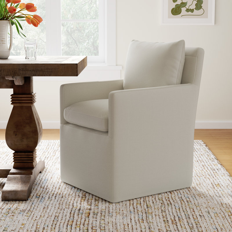 Alayaa Performance Upholstered Armchair with Casters, Bella Beach Performance Velvet
