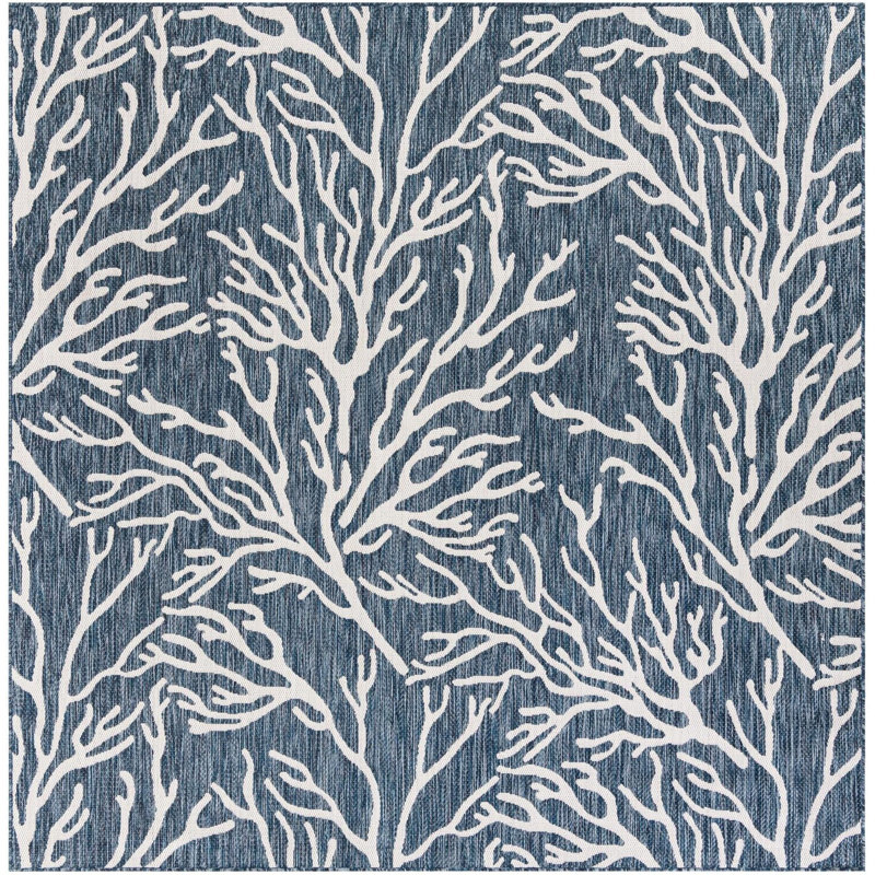 Tapis bleu contemporain Azilynn, Carré 7 pi 10 po