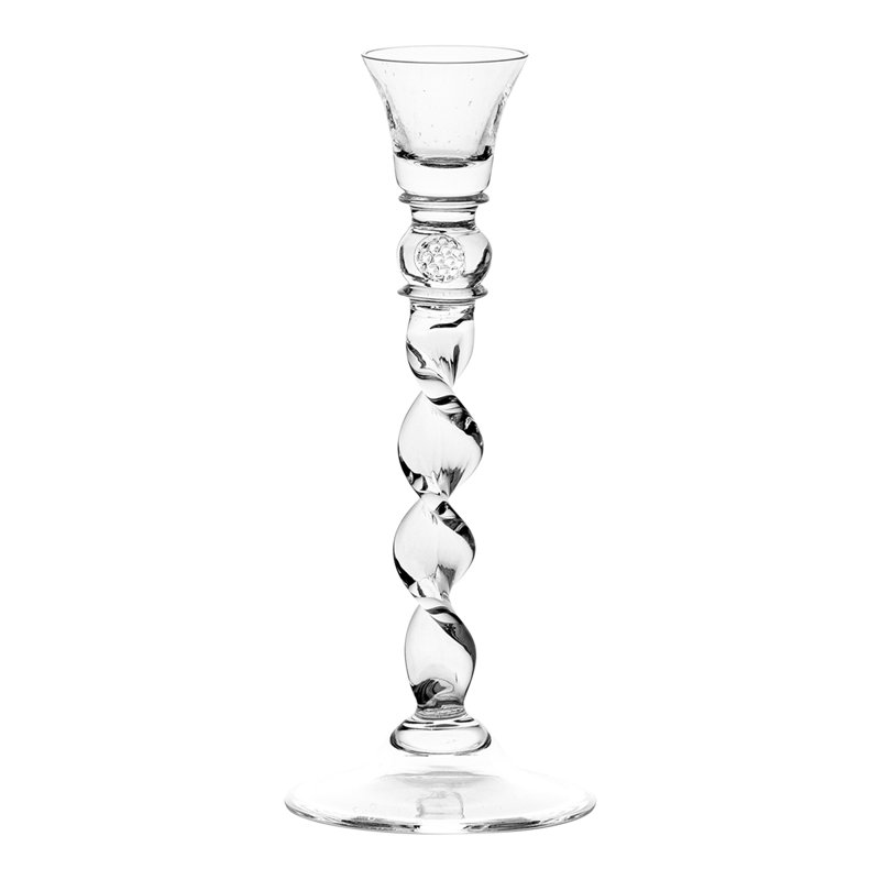 Czech Handcrafted Clear Glass Spiral Candlestick