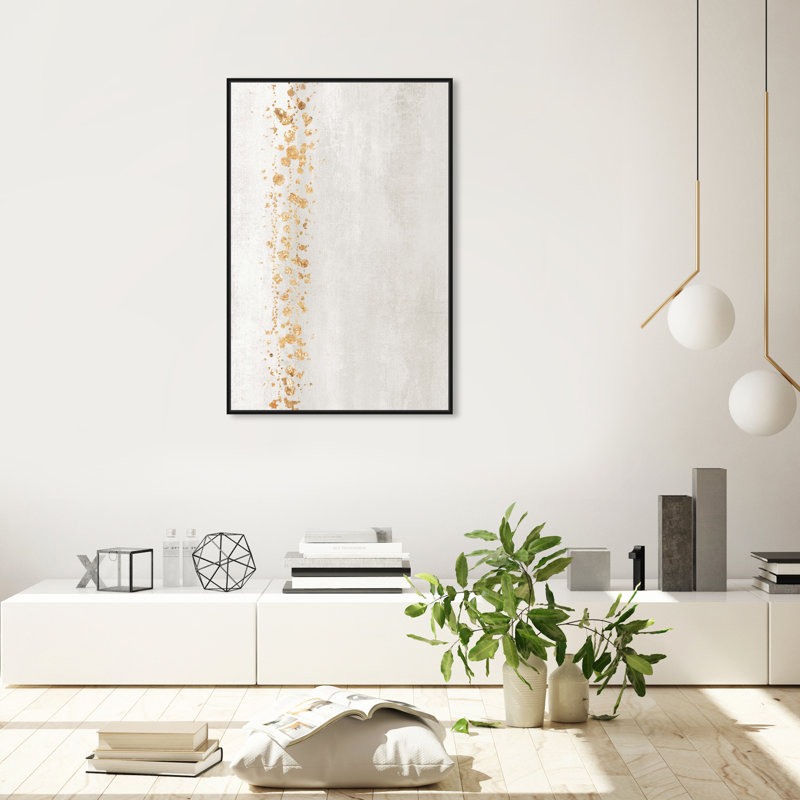 " Down The River Pearl Vertical Paint Splash ", Black Floater Framed Canvas, 37" H x 25" W x 1.75" D