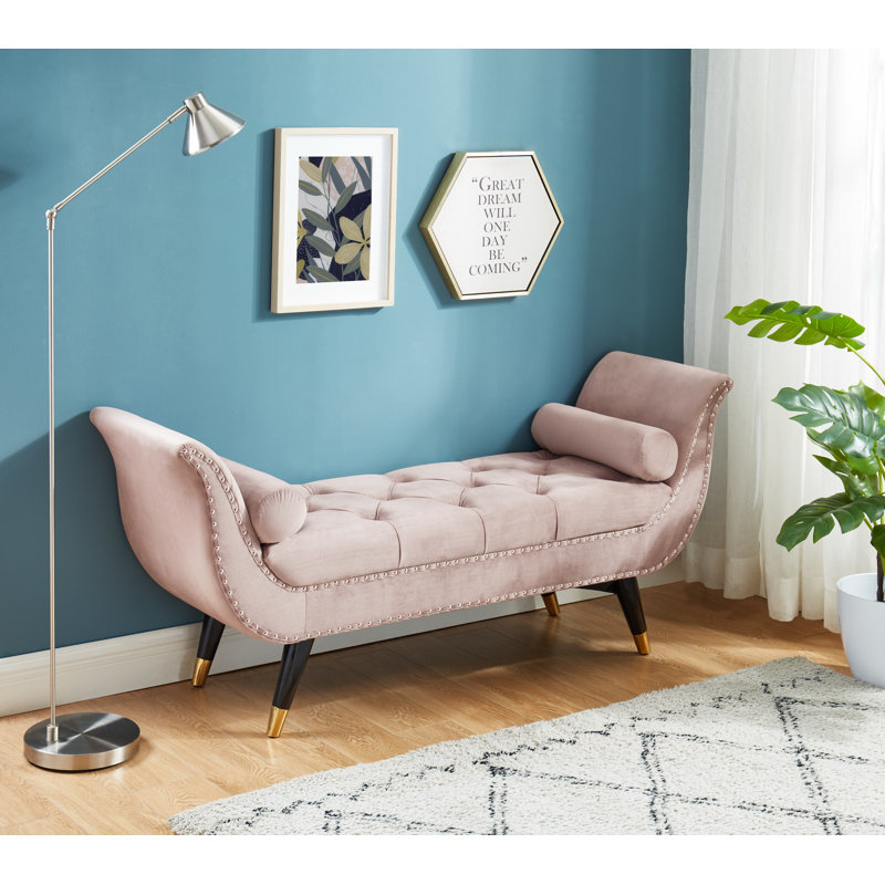 Arapahoe Velvet Upholstered Bench, Pink