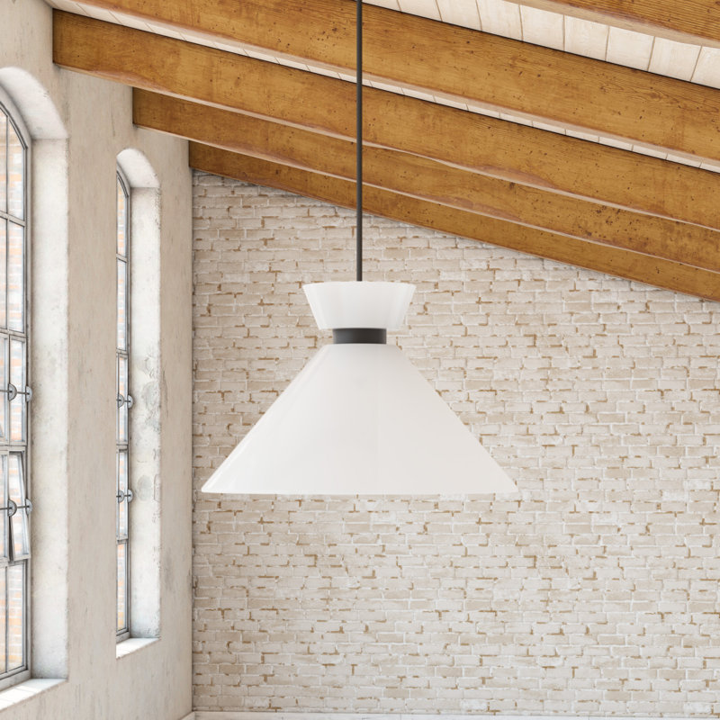 Luminaire suspendu conique à 1 lumière Rafaella, Noir mat, H 9 po x l 14,125 po x P 14,125 po