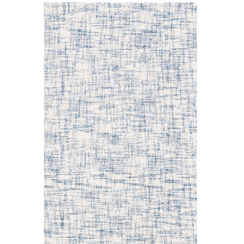 Raavi Hand Tufted Wool Cotton Abstract Rug in Blue/Ivory, Rectangle 8' x 10'