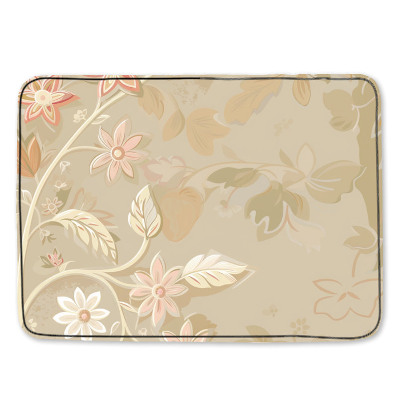 Tapis de bain floral, Simple - L 21 po x l 34 po, Beige / floral 1