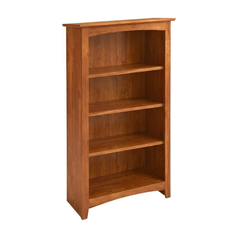 Malani 36" H Solid Wood Classic Bookcase, Golden Pecan, (4 Shelves) 48"H x 25.75"W x 12.875"D
