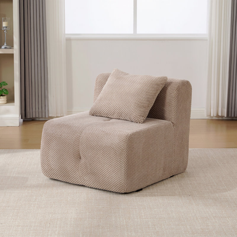 Fauteuil d'appoint sans accoudoir avec repose-pieds, Taupe