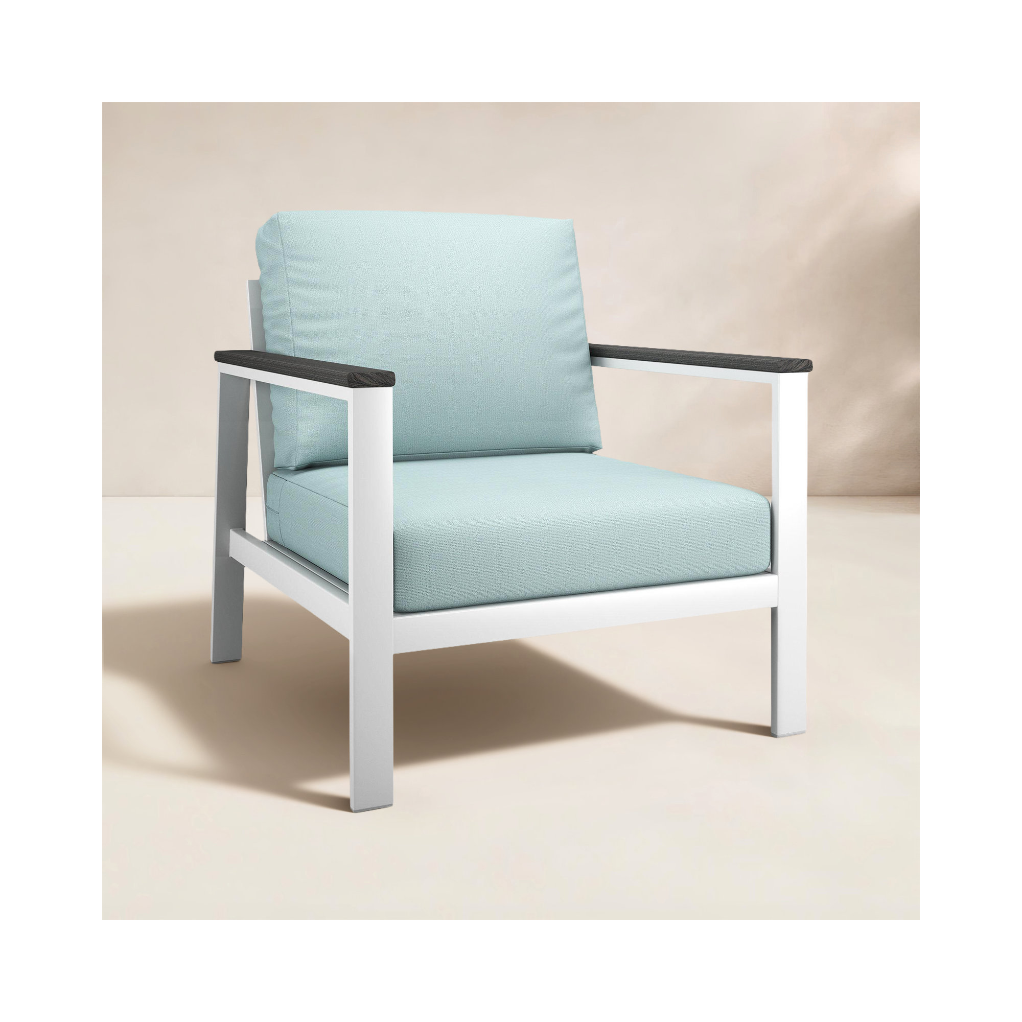 Weston Metal Outdoor Lounge Club Chair With Sunbrella Cushion, Gray, Bliss Dew