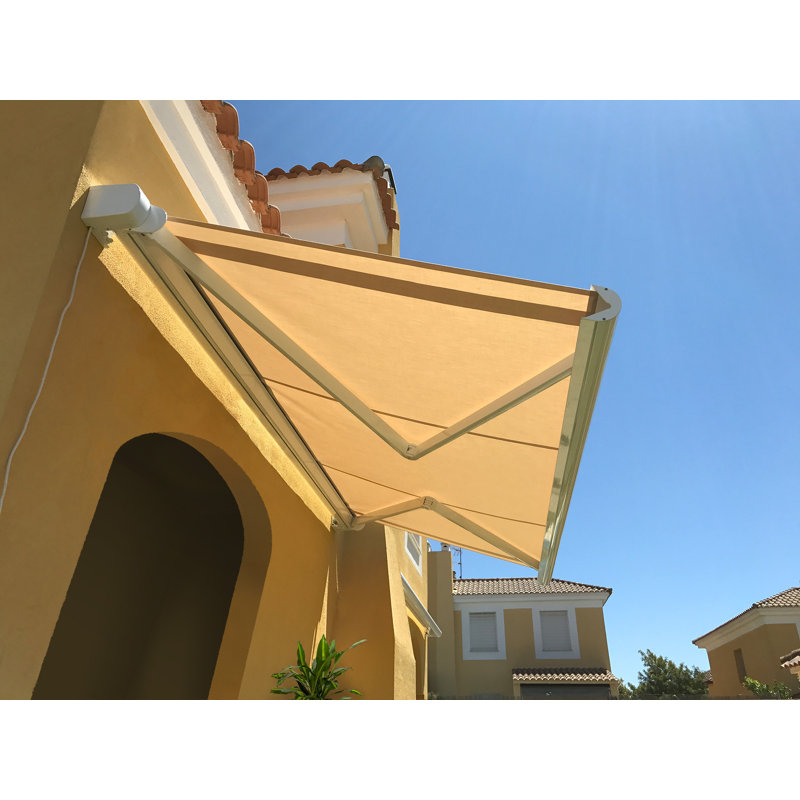 Multiple Awnings 9'' Fabric Cover Retractable Patio Awning, Right, 9" H x 132" W x 100" D, Bombay