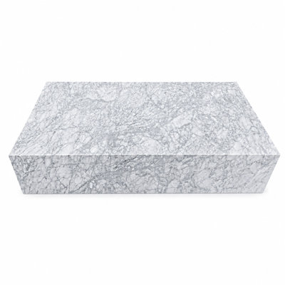 Table basse bloc de marbre véritable - marbre de Carrare, très grand 54 po