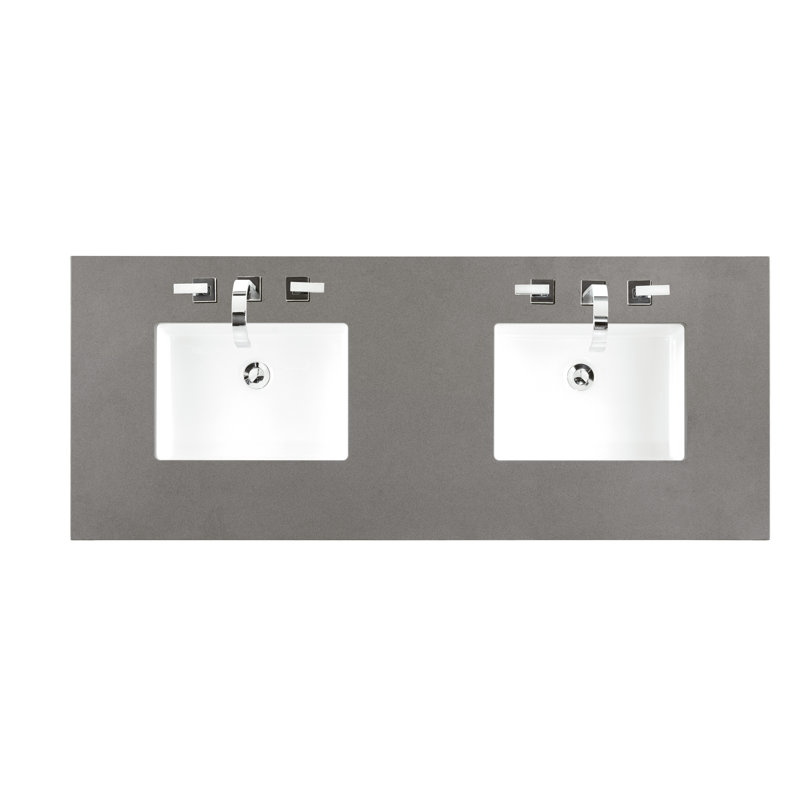 Brittany 60'' W Vanity, Carrara White, Bright White, 8" Widespread