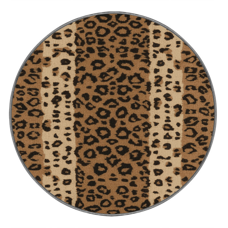  Tapis lavable de grands léopards de Chine du Nord, Rond 3 pi
