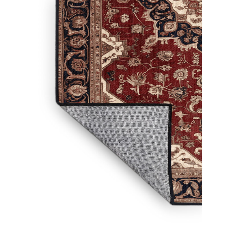 Tapis persan noir lavable à la machine, Carré 4 pi