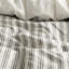 Ensemble de couette gris 3 pièces pour lit Queen, mélange coton-lin-rayonne, confort toutes saisons, design soigné, tissu naturel doux, respirant et lavable à la machine à rayures