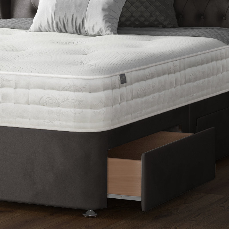 Mandalay Divan Bed Base, Double, Charcoal, 4 Drawers
