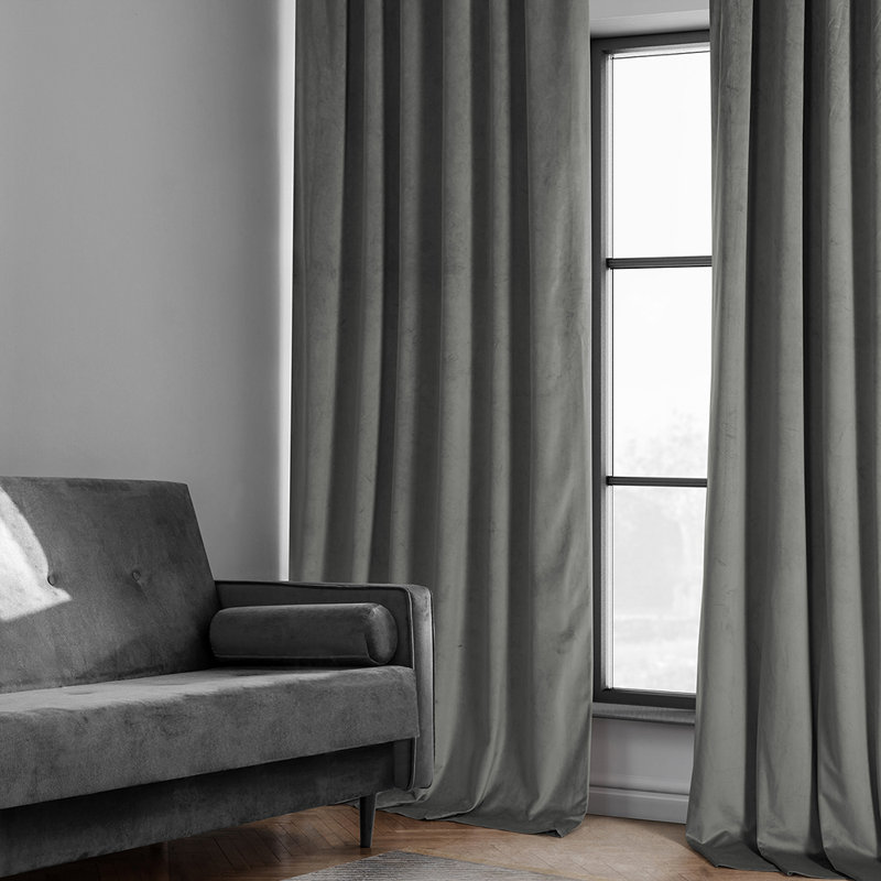 Matra Room Darkening Rod Pocket Single Curtain Panel, Destiny Gray, 100" W x 120" L