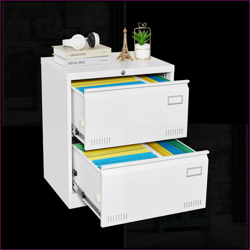 Filing Cabinet 3-Drawer Lateral Locking, Snow White Fits Legal/Letter/A4/F4 | Metal | Office, White