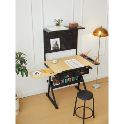 Drafting Table With  Metal Perforated Board Pannel