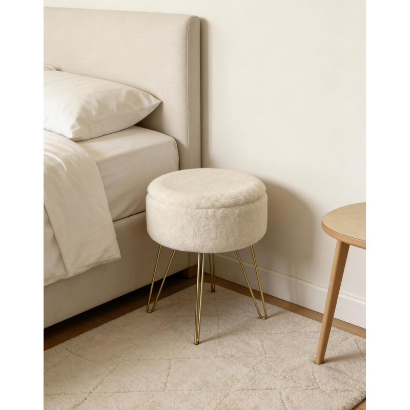 Ikat Fur Storage Hairpin Stool, MINK