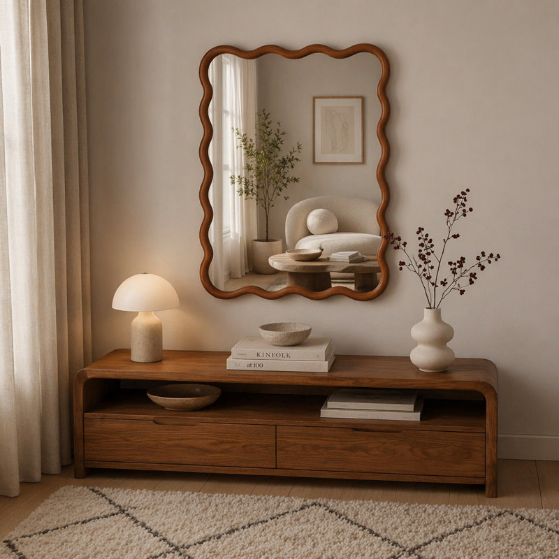 Miroir décoratif Wavy, 30 po x 40 po, Brun
