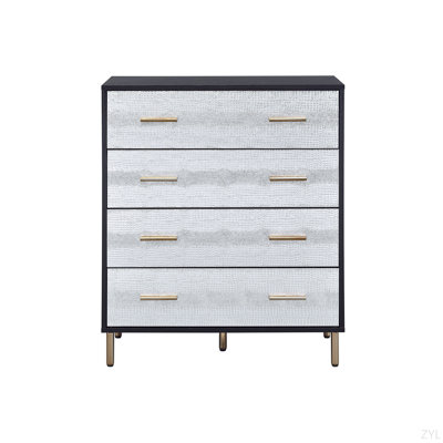 Commode noire, argentée et dorée