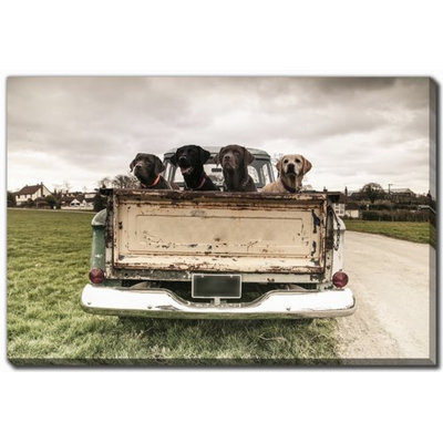 «Labradors In A Vintage Truck», art sur toile
