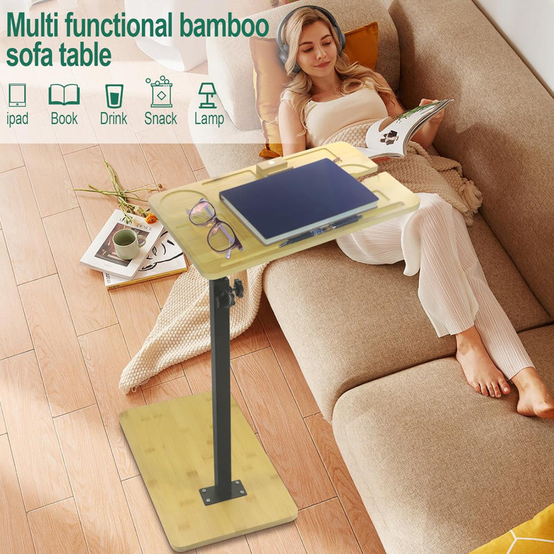 C Table End Table, Height Adjustable Couch Tables