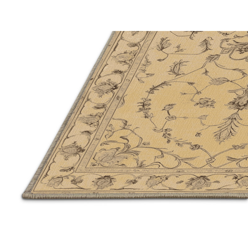 Tapis brun Tabriz lavable à la machine, Rectangulaire 8 pi x 10 pi