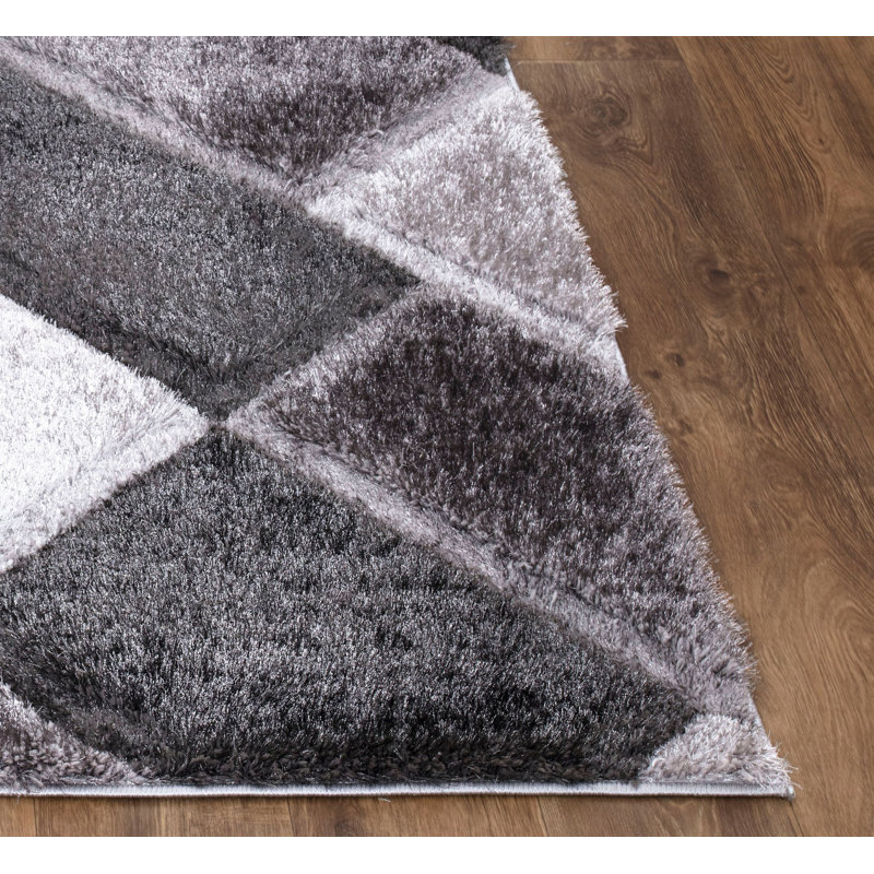 Efimenko Geometric Shag Area Rug, Rectangle 120 x 170cm