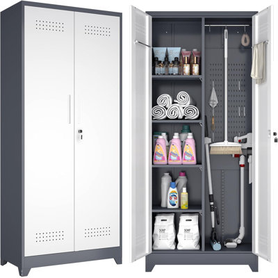 Armoire de rangement en métal 72 po H 72 po pour balais