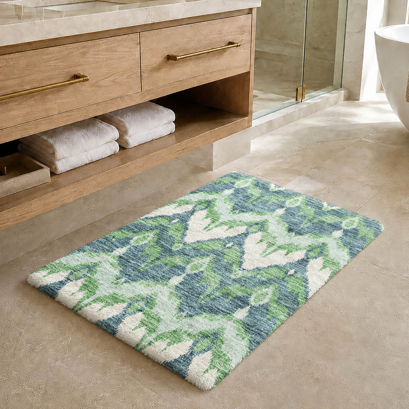 Washable Ikat Indoor Rug, Green, 1 pi 8 po x 2 pi 6 po