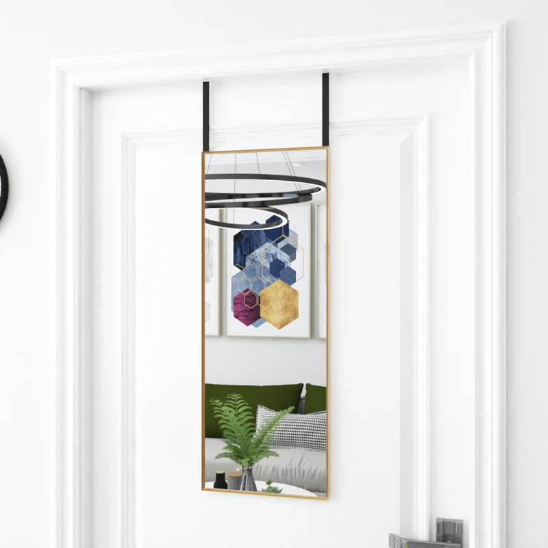 Jerl Metal;Glass Flat Wall Mirror, 80cm H x 30cm W, Gold