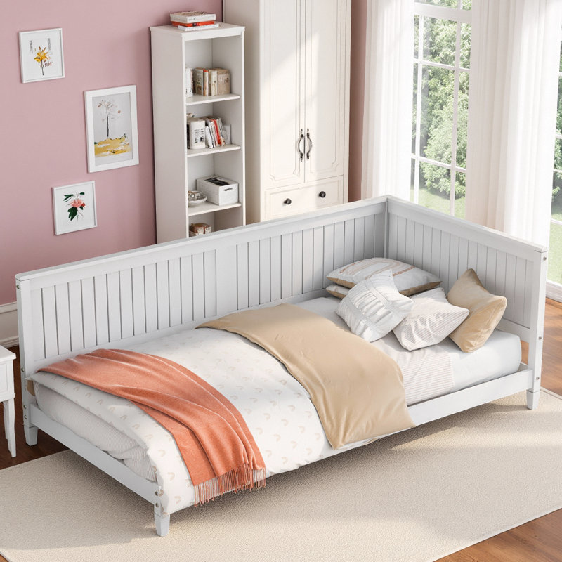 Lit plateforme Classic Mid-Century, Lit simple, Blanc
