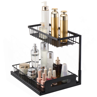 2-Tier Pull Out Under Sink Cabinet Organizer, Steel Storage Drawer for Kitchen & Bathroom