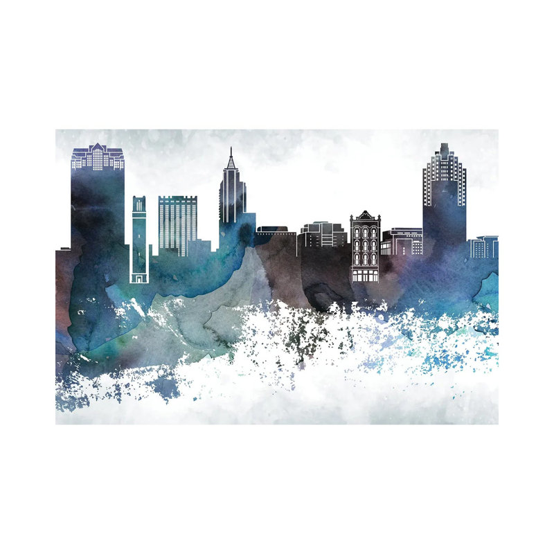 Raleigh Bluish Skyline - Wrapped Canvas Print, 20.32 cm H x 30.48 cm W